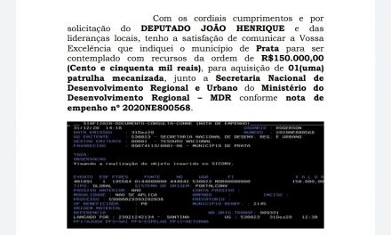 Emenda do Deputado Estadual João Henrique garante patrulha mecanizada para a Prata