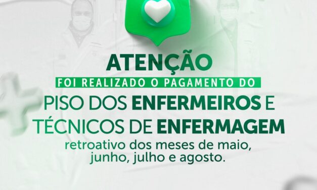 Prefeitura da Prata paga piso dos enfermeiros e técnicos de enfermagem