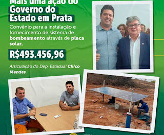 Prefeito da Prata firma convênio para a instalação e fornecimento de sistema de bombeamento através de placa solar .