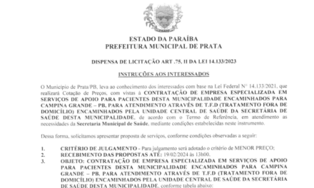 INTENÇÃO DE DISPENSA CASA DE APOIO