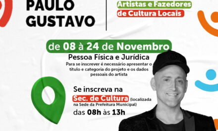 LEI PAULO GUSTAVO: Prefeitura da Prata lança Edital de Inscrição para artistas e fazedores de Cultura locais.