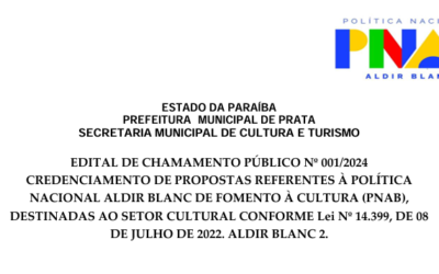 EDITAL 001 PRODUÇÃO CULTURAL PRATA PB(PNAB) 2024