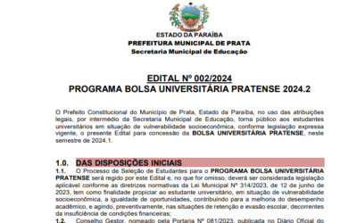 EDITAL Nº 002-2024 – BOLSA UNIVERSITÁRIA PRATENSE 2024.2