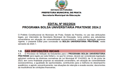 EDITAL Nº 002-2024 – BOLSA UNIVERSITÁRIA PRATENSE 2024.2