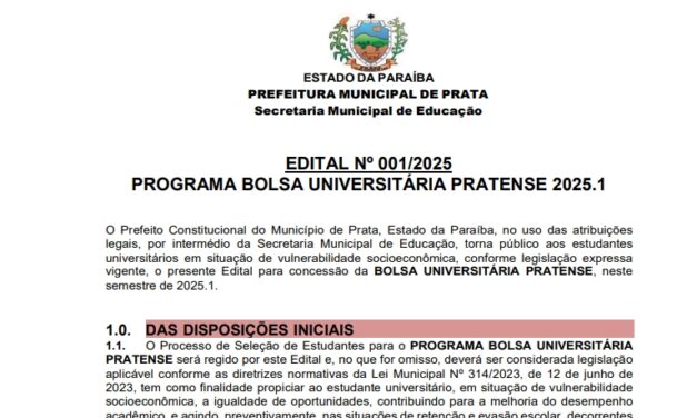 EDITAL Nº 001-2025 – BOLSA UNIVERSITÁRIA PRATENSE 2025.1