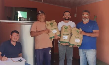 Secretaria de Agricultura e Empaer da Prata realizam entrega de sementes de capim sorgo a produtores rurais