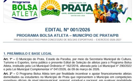 Prefeitura da Prata abre inscrições para o Programa Bolsa Atleta