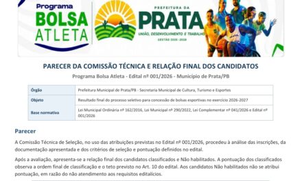 PARECER COMISSÃO TÉCNICA BOLSA ATLETA PRATA 2026